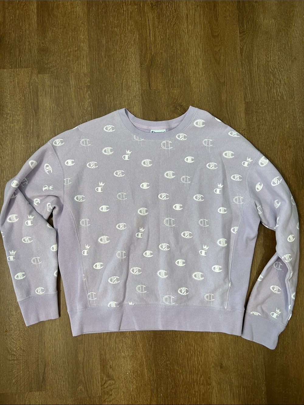 Champion Lavender Logo-Print Crewneck Sweatshirt